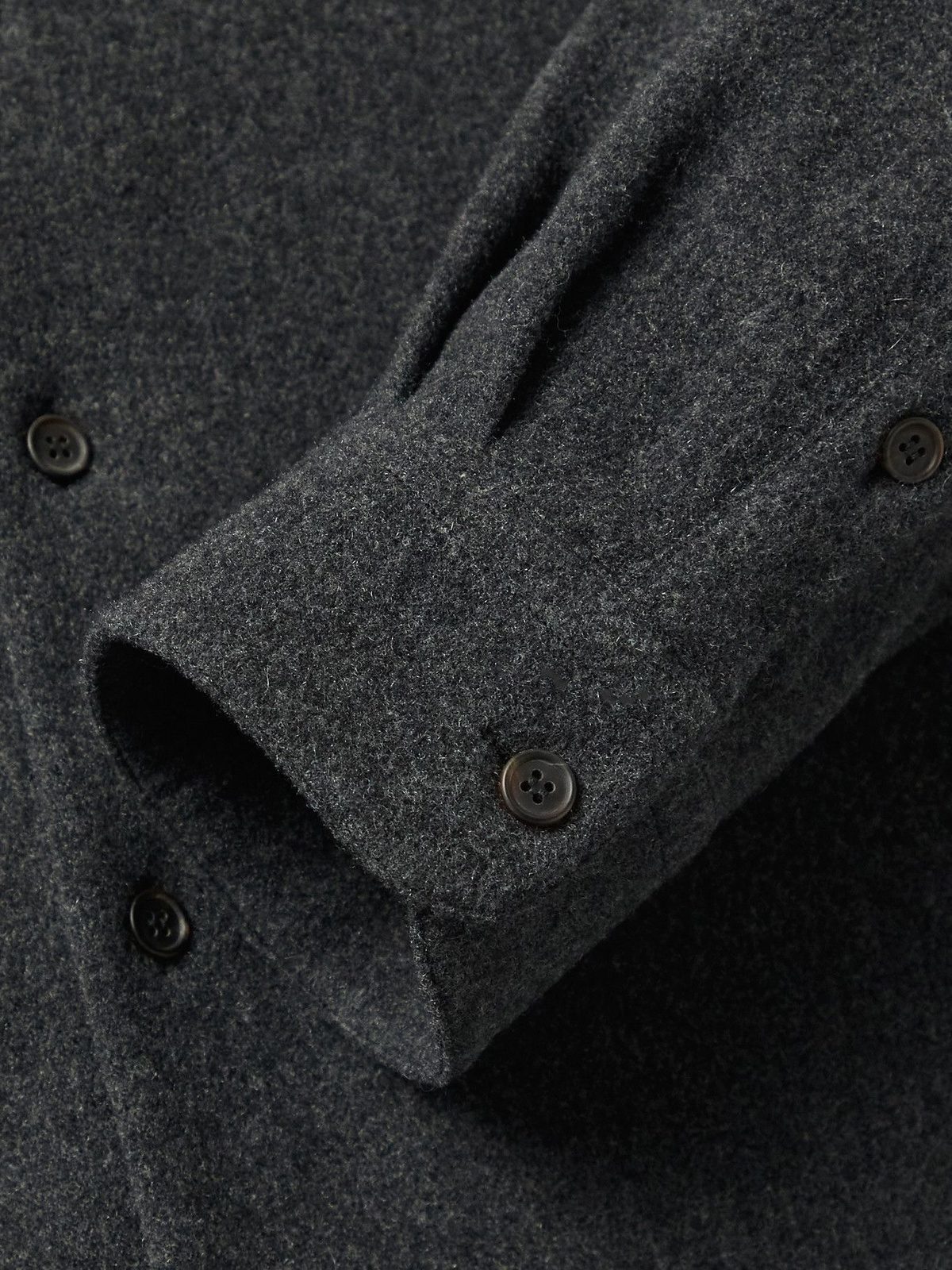 The Row Lukrecio Stretch Cashmere Blend Flannel Shirt Gray The Row