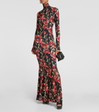 Norma Kamali Floral-printed fishtail jersey gown