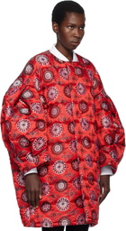 Comme des Garçons Red Polyester Jacquard Quilted Jacket