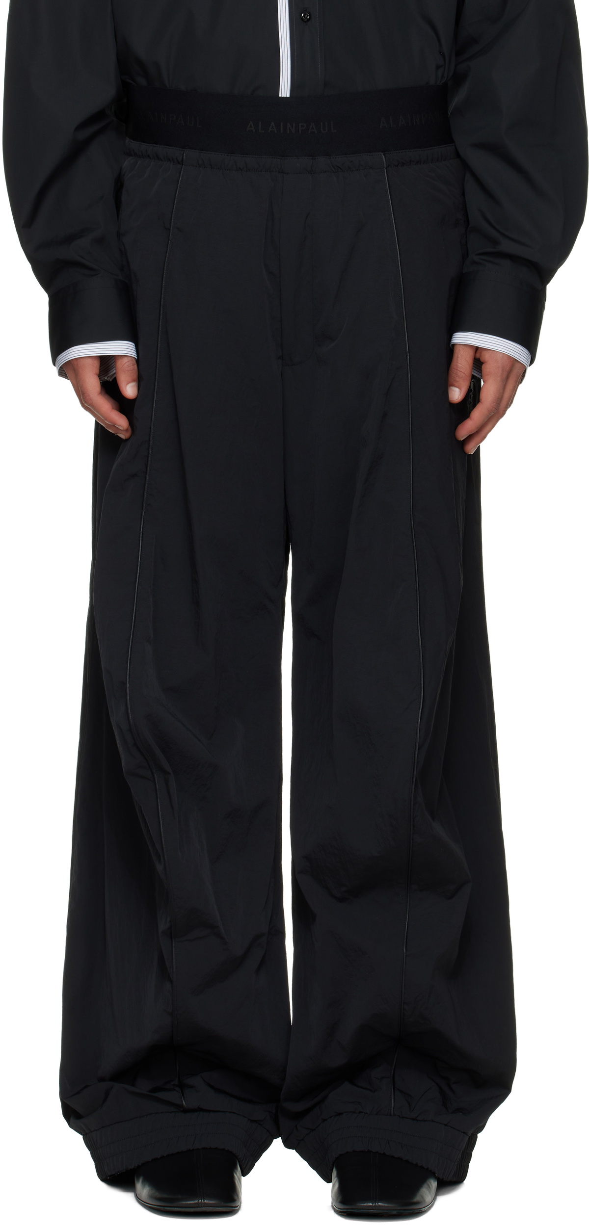 ALAINPAUL Black Knee Shape Track Pants
