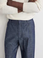 NN07 - Kay 10056 Straight-Leg Pleated Organic Cotton-Chambray Trousers - Blue
