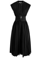 Alaïa Lace-up Cotton-poplin Midi Dress Black