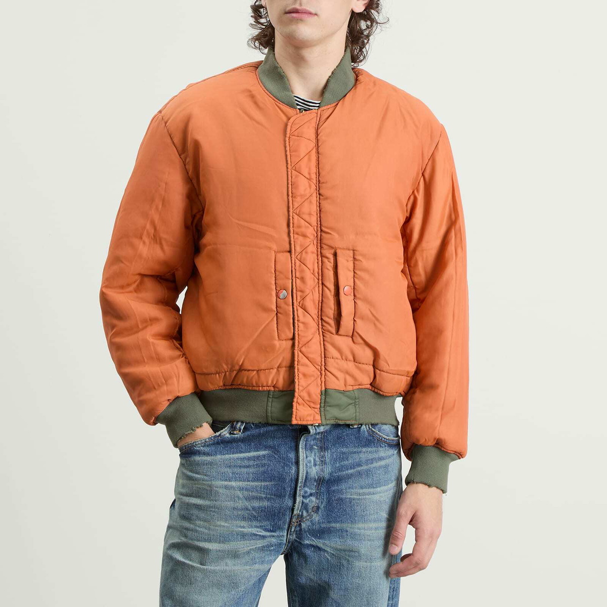Mastercraft Union Men's Kaiga Washed Nylon Bomber Jacket in Green