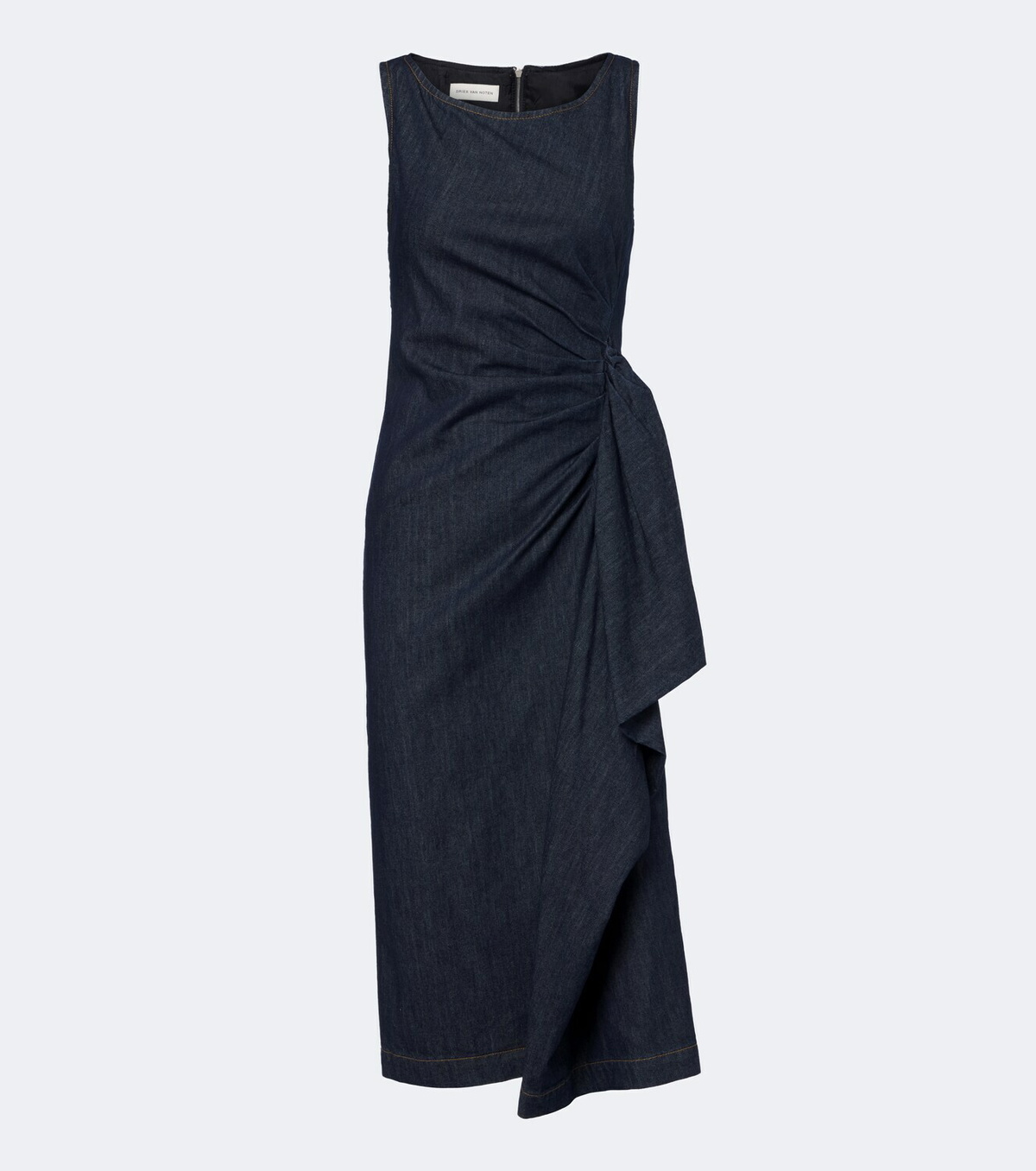 Dries Van Noten Draped denim midi dress