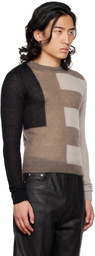 Rick Owens Gray & Black Biker Sweater