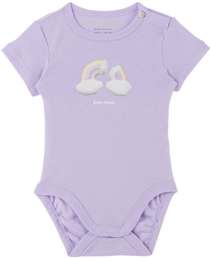 Photo: Palm Angels Baby Purple Rainbow Bodysuit