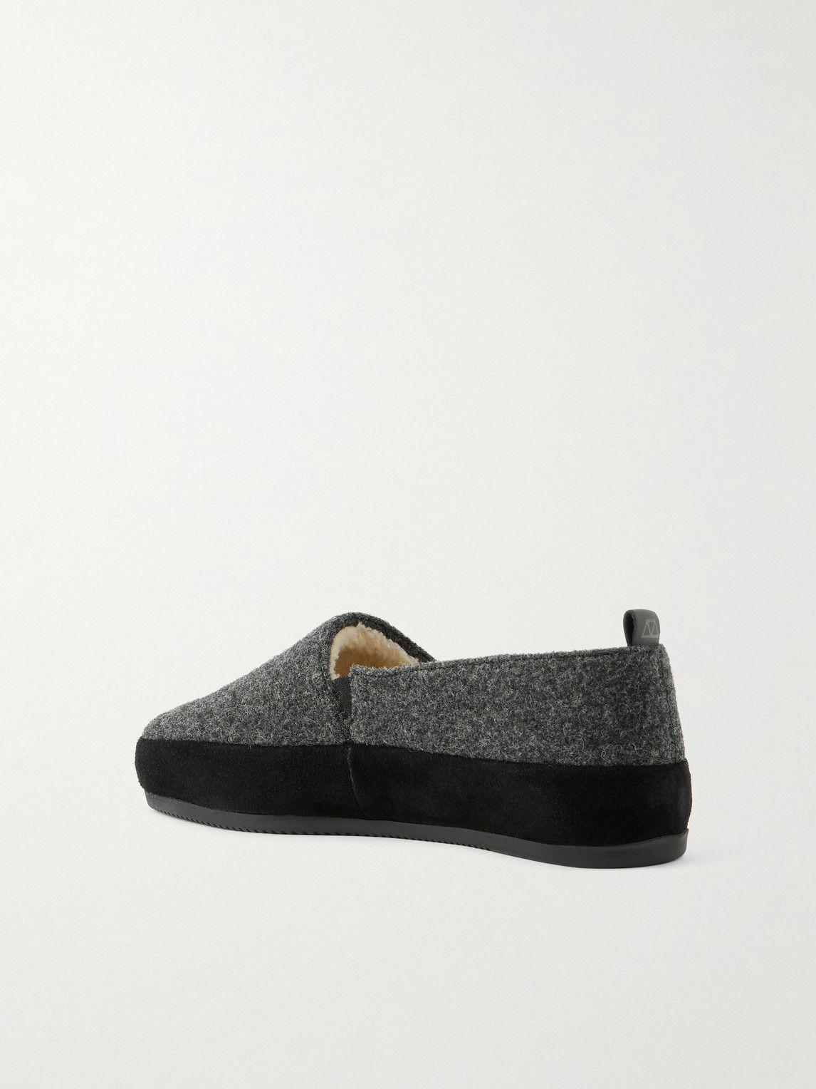 Mulo - Plush-Lined Suede-Trimmed Wool Loafers - Gray