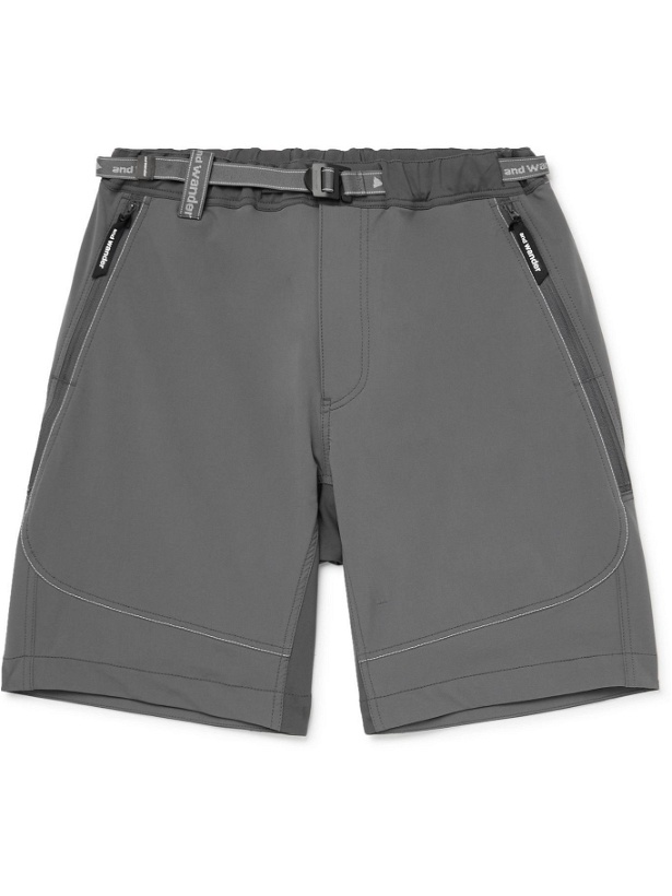 Photo: And Wander - Wide-Leg Belted ZGRAV Shell Shorts - Gray