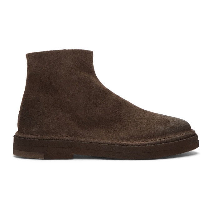 Photo: Marsell Brown Suede Parapa Tronchetto Zip Boots