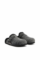 Diesel D-Woodstock-Denim mules with fluffy lining - Slides Mens in Black