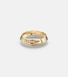 Stone and Strand Knife Edge 14kt gold ring with diamonds