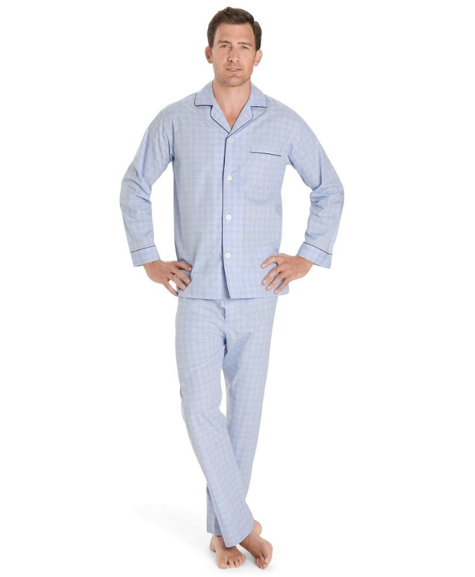 Photo: Brooks Brothers Men's Glen Plaid Pajamas | Blue