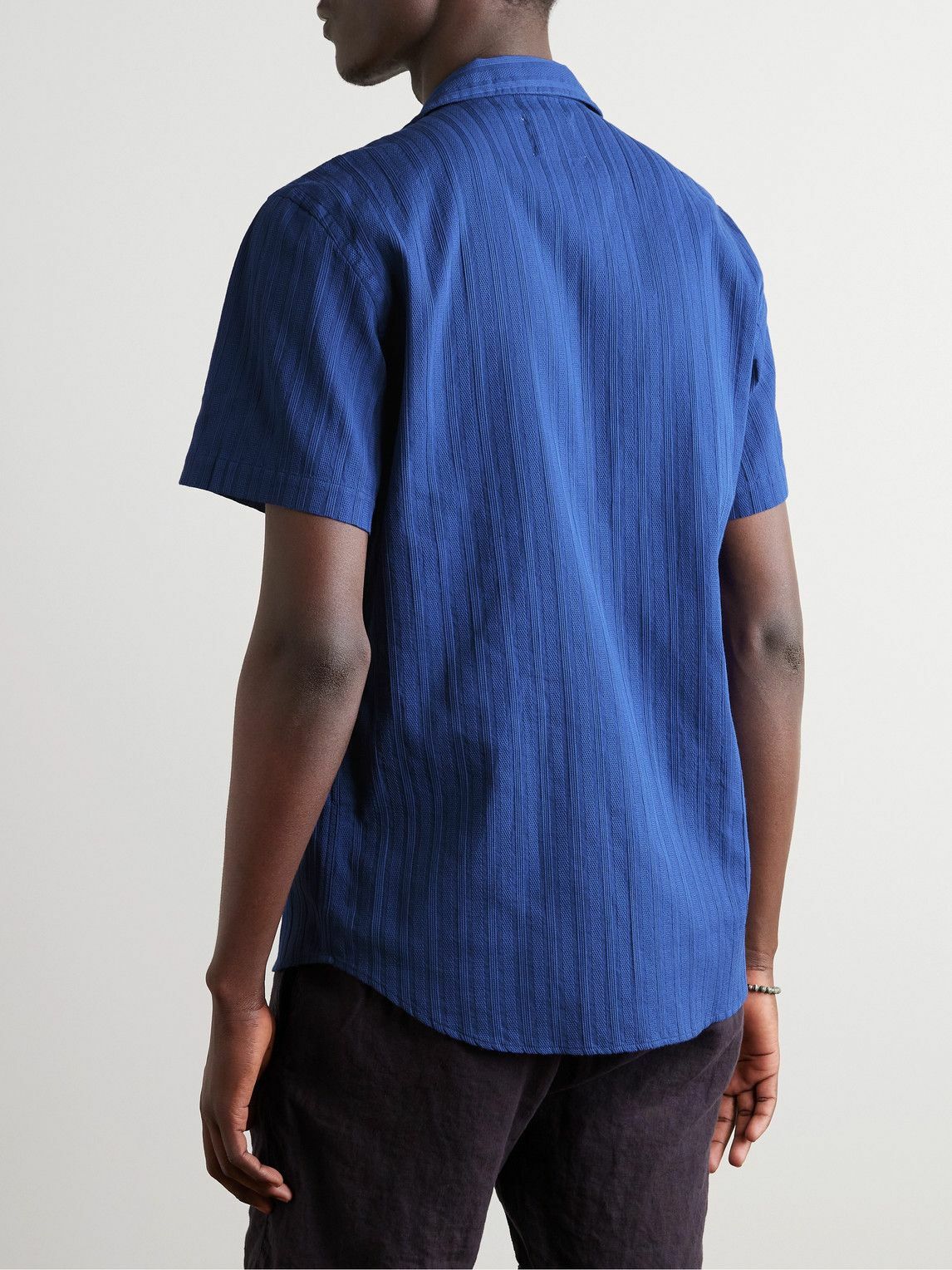 La Paz - Panama Convertible-Collar Striped Textured-Cotton Shirt - Unknown
