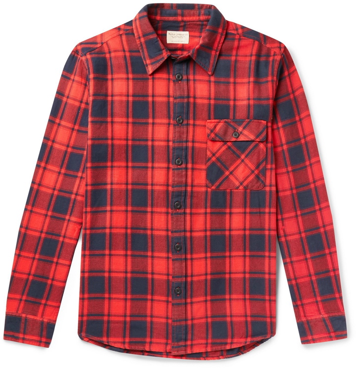 Photo: Nudie Jeans - Sten Checked Cotton-Flannel Shirt - Red