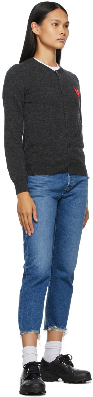 COMME des GARÇONS PLAY Grey Wool Layered Double Heart Cardigan