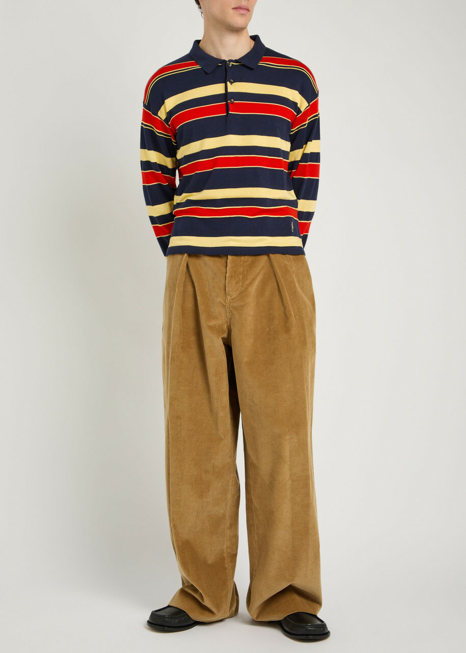 JW Anderson Pleated Straight-leg Corduroy Trousers Beige