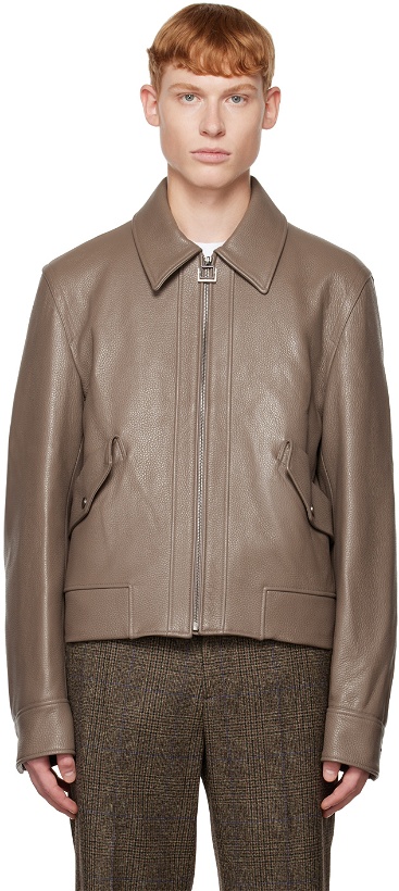Photo: Wooyoungmi Taupe Spread Collar Leather Jacket