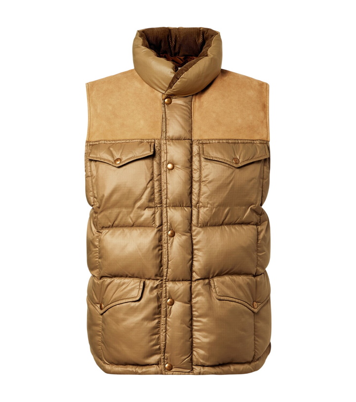 Photo: RRL Leather-trimmed ripstop puffer vest