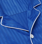 Zimmerli - Piped Striped Cotton Satin-Jersey Pyjama Set - Storm blue