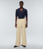 King & Tuckfield - Openwork cotton and linen bowling shirt