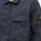 Stone Island Men's Supima Cotton Twill Stretch-TC Zip Shirt Jacket in Navy