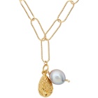 Alighieri SSENSE Exclusive Gold Pearl The Solitary Tear At Dusk Necklace