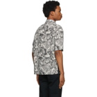 Saint Laurent Off-White and Black Floral Short Sleeve Shirt