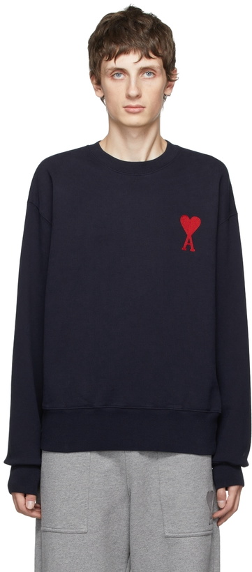 Photo: AMI Alexandre Mattiussi SSENSE Exclusive Navy Oversize Ami de Cœur Sweater