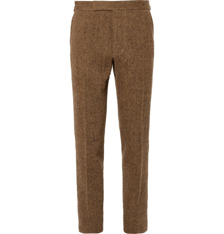 Photo: Polo Ralph Lauren - Tan Slim-Fit Herringbone Wool Suit Trousers - Men - Brown