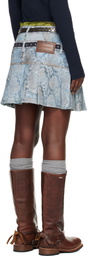 Andersson Bell Blue Python Fade Denim Printed Miniskirt