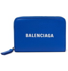 Balenciaga - Logo-Print Textured-Leather Zip-Around Wallet - Men - Blue