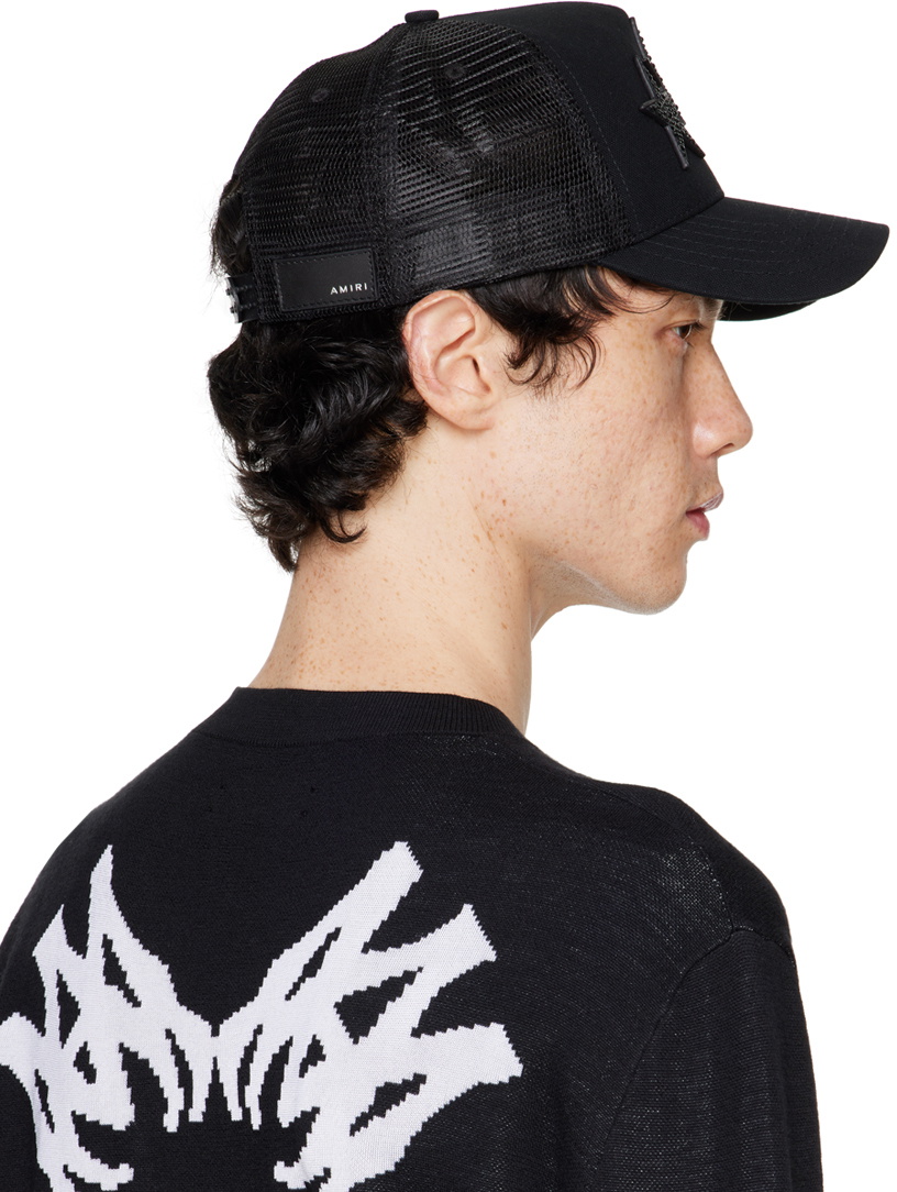 AMIRI Black Crystal 3 Star Trucker Cap Amiri