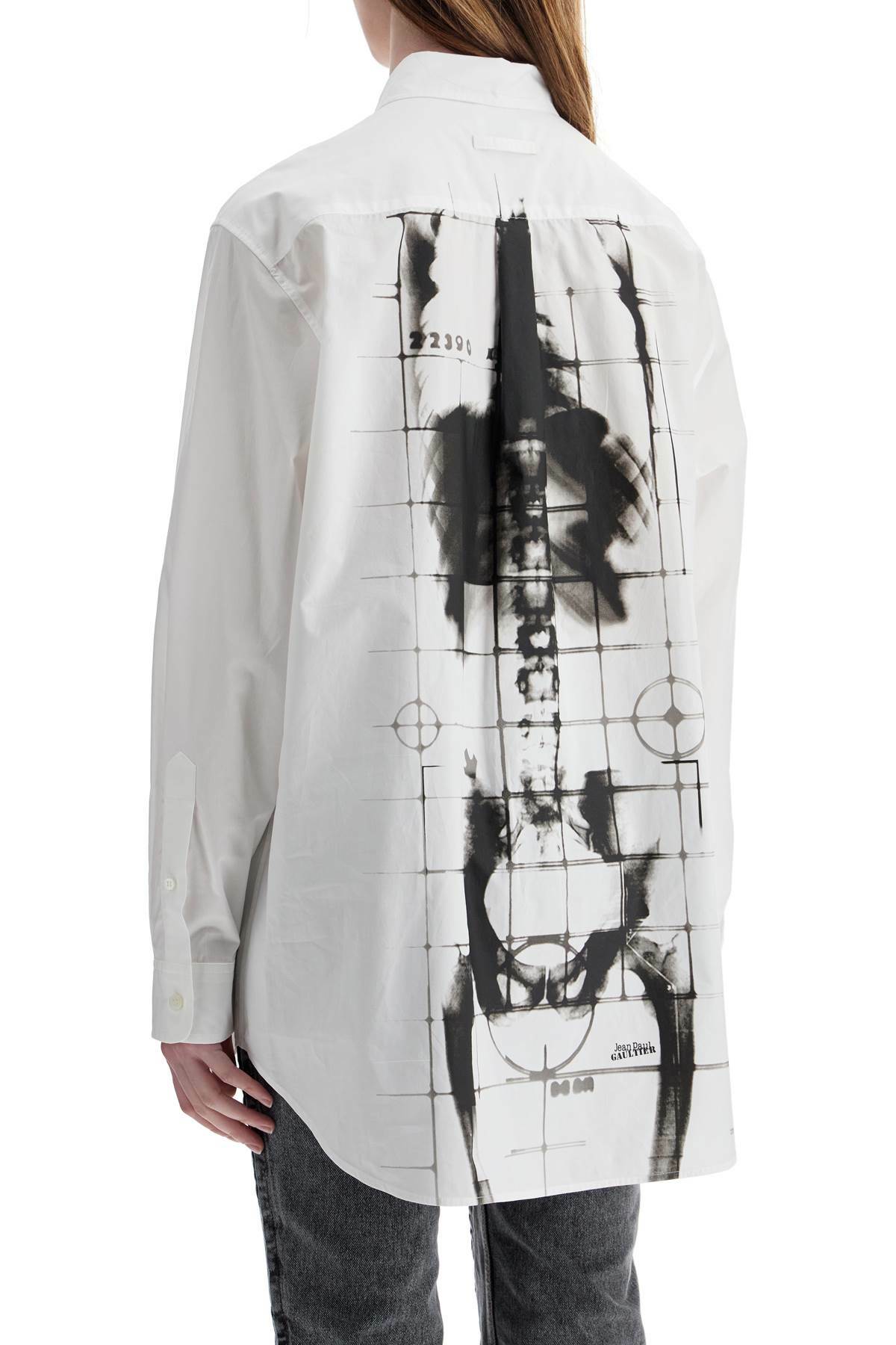 JEAN PAUL GAULTIER white cotton shirt with skeleton print front 