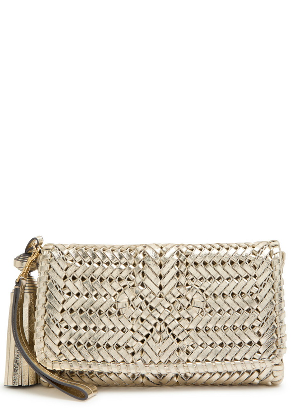 Photo: Anya Hindmarch The Neeson Tassel Woven Metallic Leather Clutch - Nude - One Size
