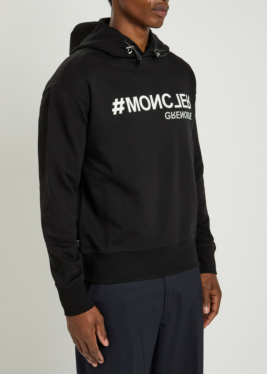 Moncler Grenoble Rubberised Logo-print Hooded Cotton Sweatshirt Black