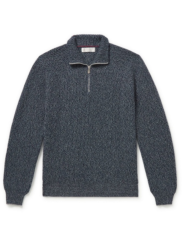 Photo: Brunello Cucinelli - Cashmere Half-Zip Sweater - Gray
