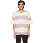 AMI Alexandre Mattiussi Purple and Off-White Striped Rugby T-Shirt