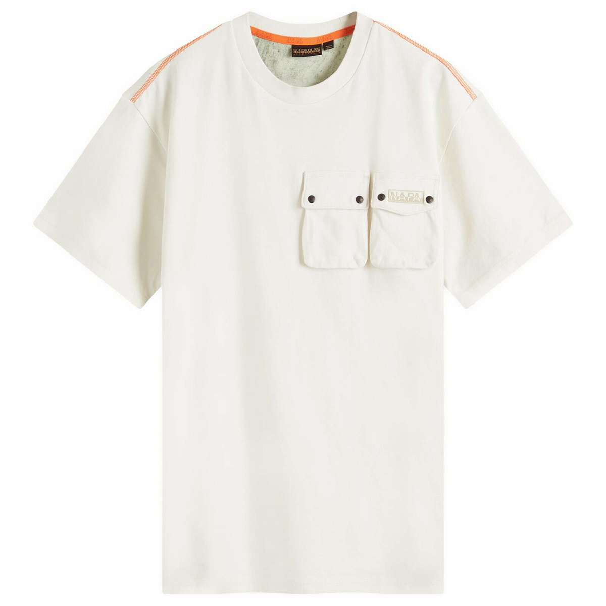 Napapijri Men's Multi Pocket T-Shirt in White Whisper