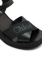 Chloe Piia 100 Leather Wedge Espadrilles Black