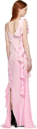 Victoria Beckham Pink Ruffled Maxi Dress
