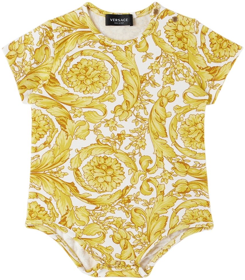 Versace Baby White Barocco Bodysuit Versace