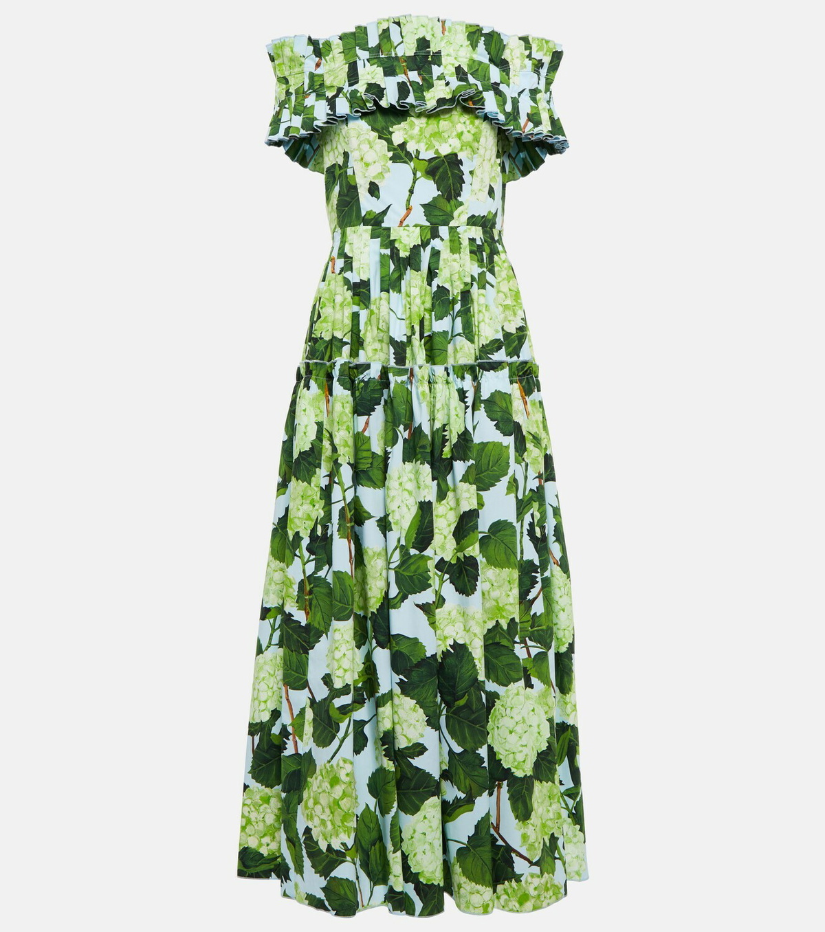 Oscar de la Renta Floral off-shoulder ruffle-detail maxi dress Oscar de la  Renta