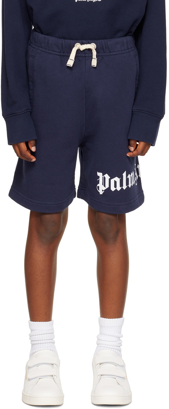 Palm Angels Kids Navy Printed Shorts
