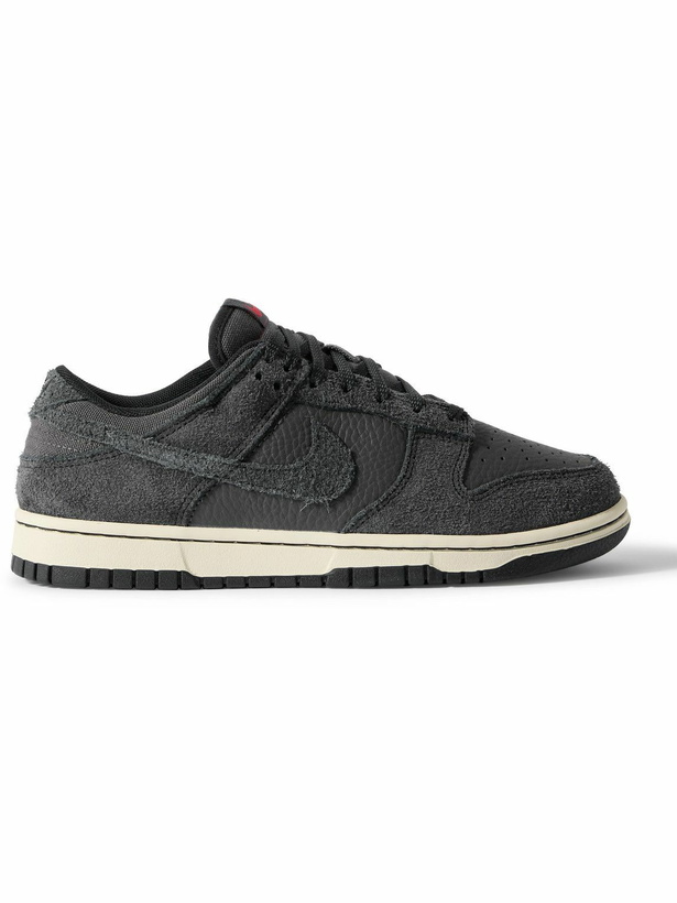 Photo: Nike - Dunk Low PRM Suede and Full-Grain Leather Sneakers - Black