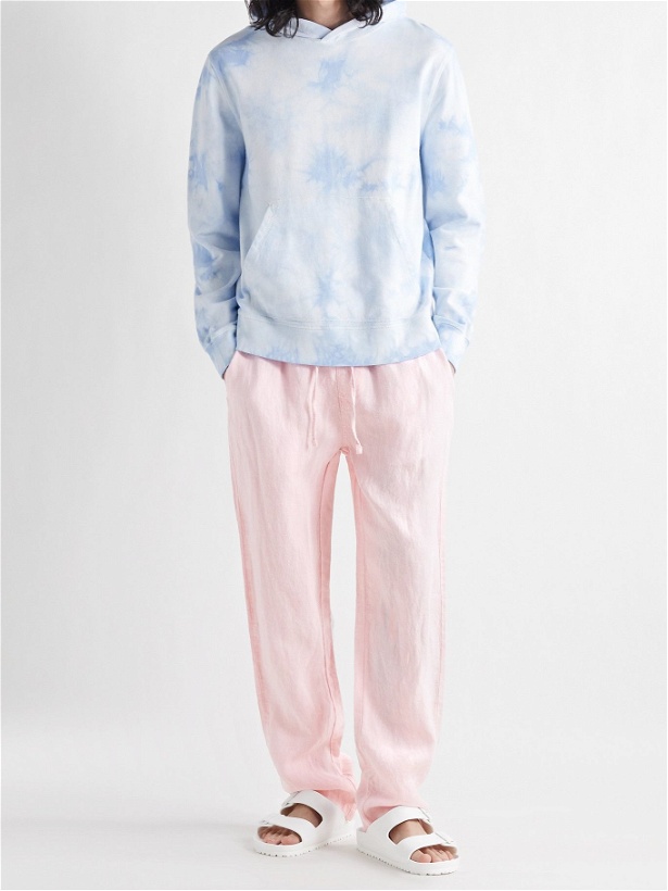 Photo: ONIA - Carter Slim-Fit Linen-Chambray Drawstring Trousers - Pink