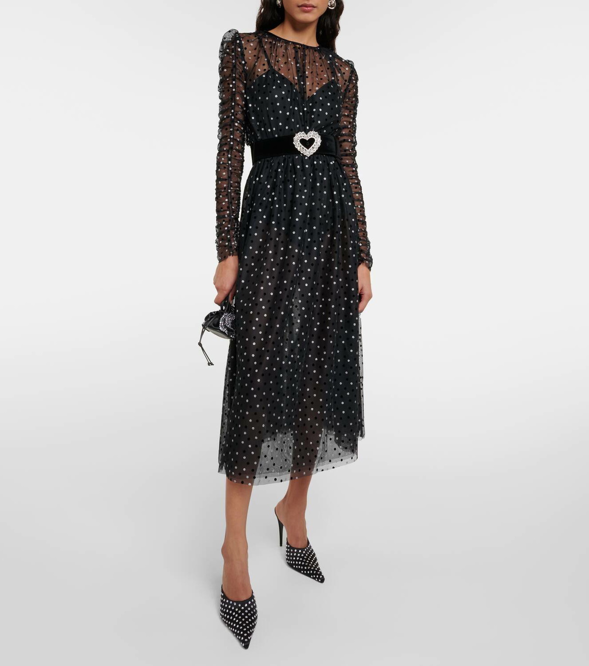 REBECCA VALLANCE ワンピース Whitney polka-dot ruched 885599 Rebecca Vallance Whitney polka-dot ruched midi dress Rebecca