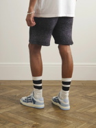 AMIRI - Wide-Leg Embroidered Melangé Knitted Drawstring Shorts - Black