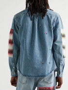 Marni - Mohair-Blend Trimmed Embroidered Denim Shirt - Blue