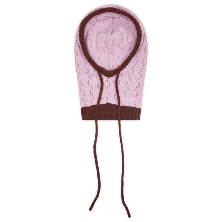 Photo: Damson Madder Women's Pointelle Hood in Pink/Choc 