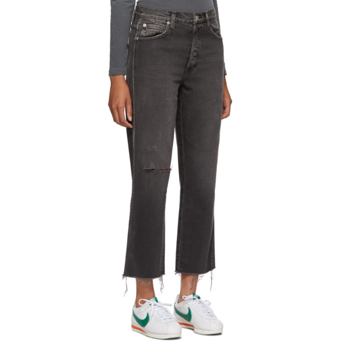 Amo Black Loverboy Relaxed Crop Straight Denim